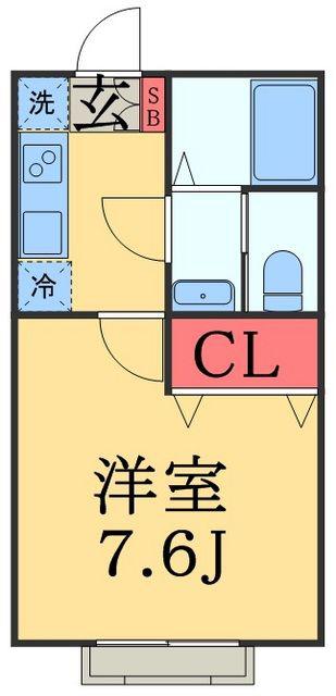 フォレストツインハウスN棟(1K/2階)の間取り写真