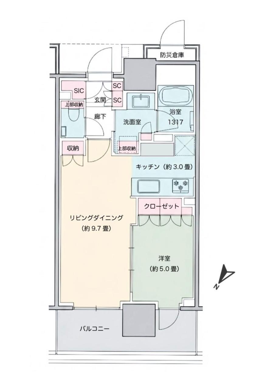 ブランズタワー豊洲(1LDK/26階)の間取り写真