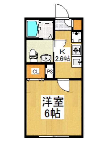イーストピア秋津(1K/2階)の間取り写真