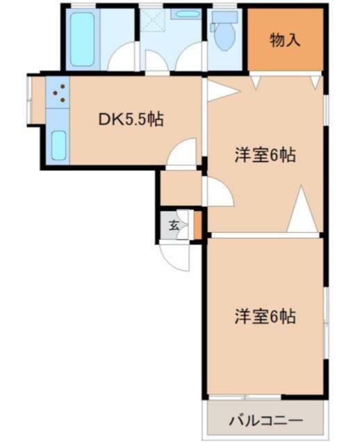 エステートピアワイ&イー(2DK/2階)の間取り写真