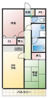 佐古クレストビル(2LDK/6階)の間取り写真