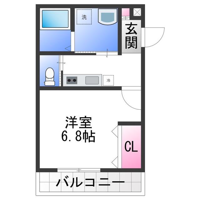 ALEGRIA津久野ノース(1K/1階)の間取り写真