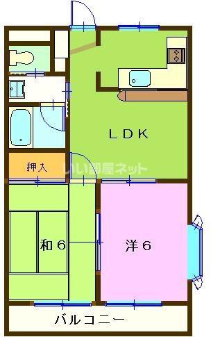 パレススクエアー(2DK/2階)の間取り写真