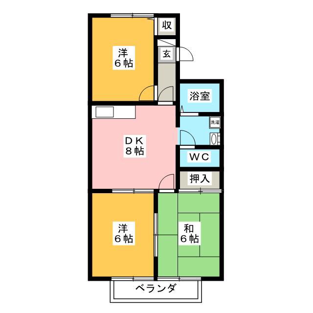 ボナールMUSUBU 北棟(3DK/1階)の間取り写真