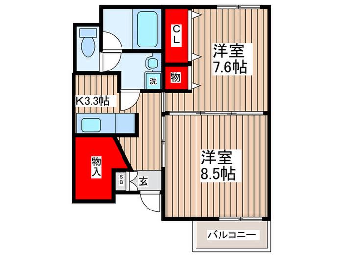 ピッコロイソーラ(2K/1階)の間取り写真