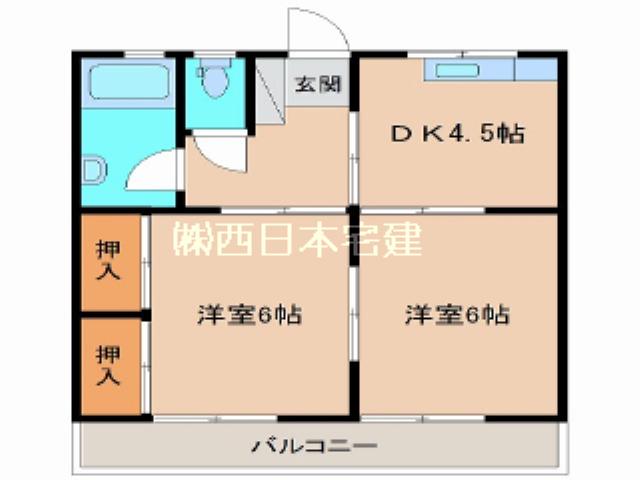 サンモール長友(2DK/1階)の間取り写真