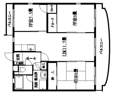 サニーハイツ(3LDK/3階)の間取り写真