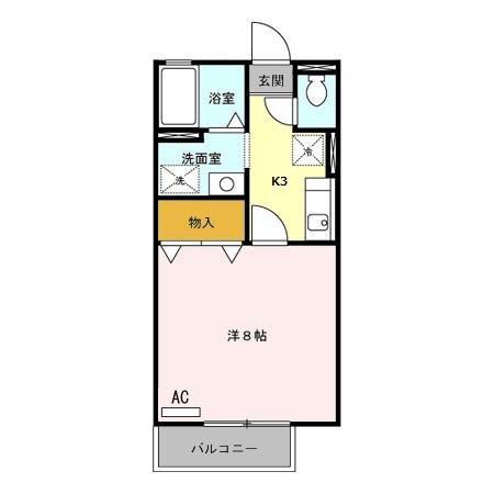 サーフスリー曽師B棟(1K/1階)の間取り写真