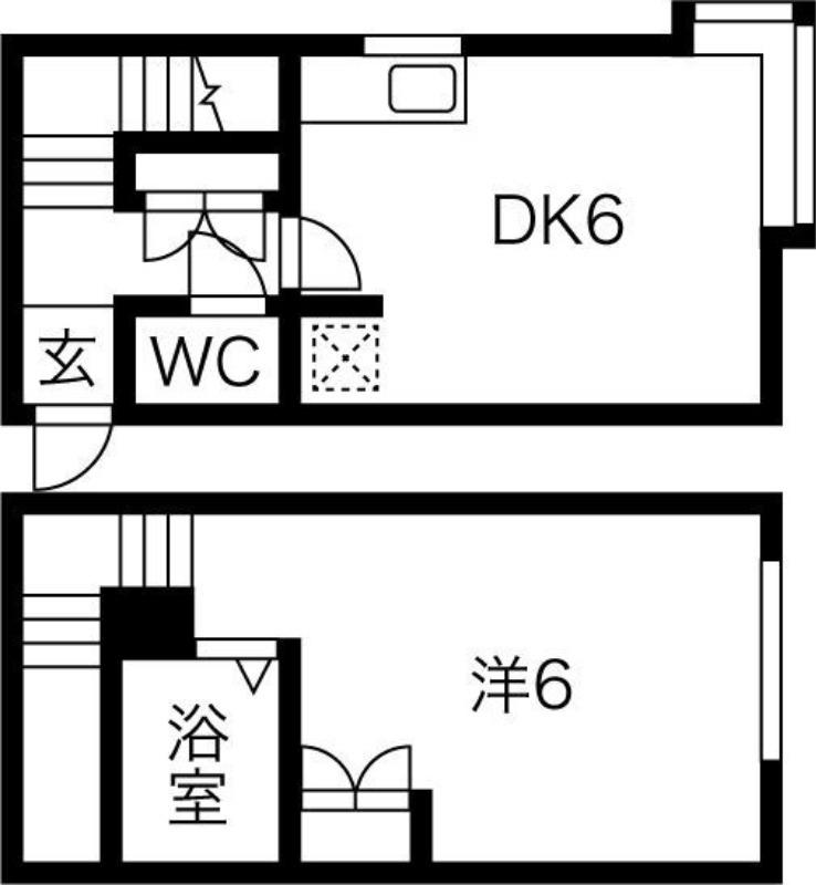 クリエイト北28条I(1DK/2階)の間取り写真