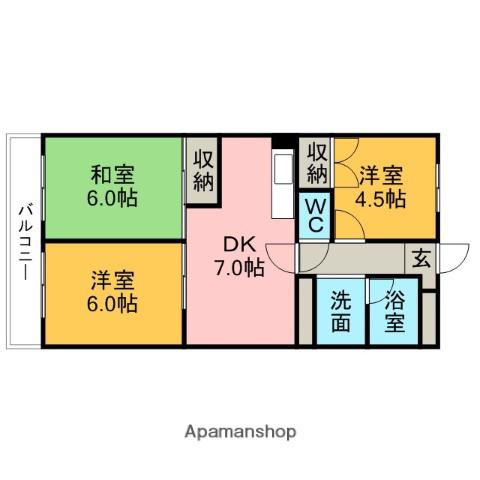 加藤マンション(3DK/4階)の間取り写真