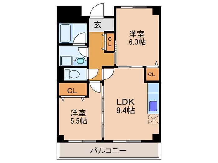 ソレアードウエマチ(2LDK/7階)の間取り写真