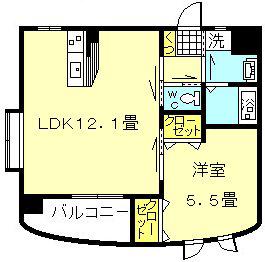 しんでんビル(1LDK/4階)の間取り写真