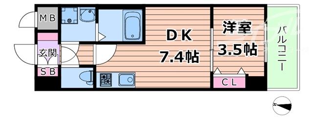 レオンコンフォート新大阪ウインズ(1DK/5階)の間取り写真