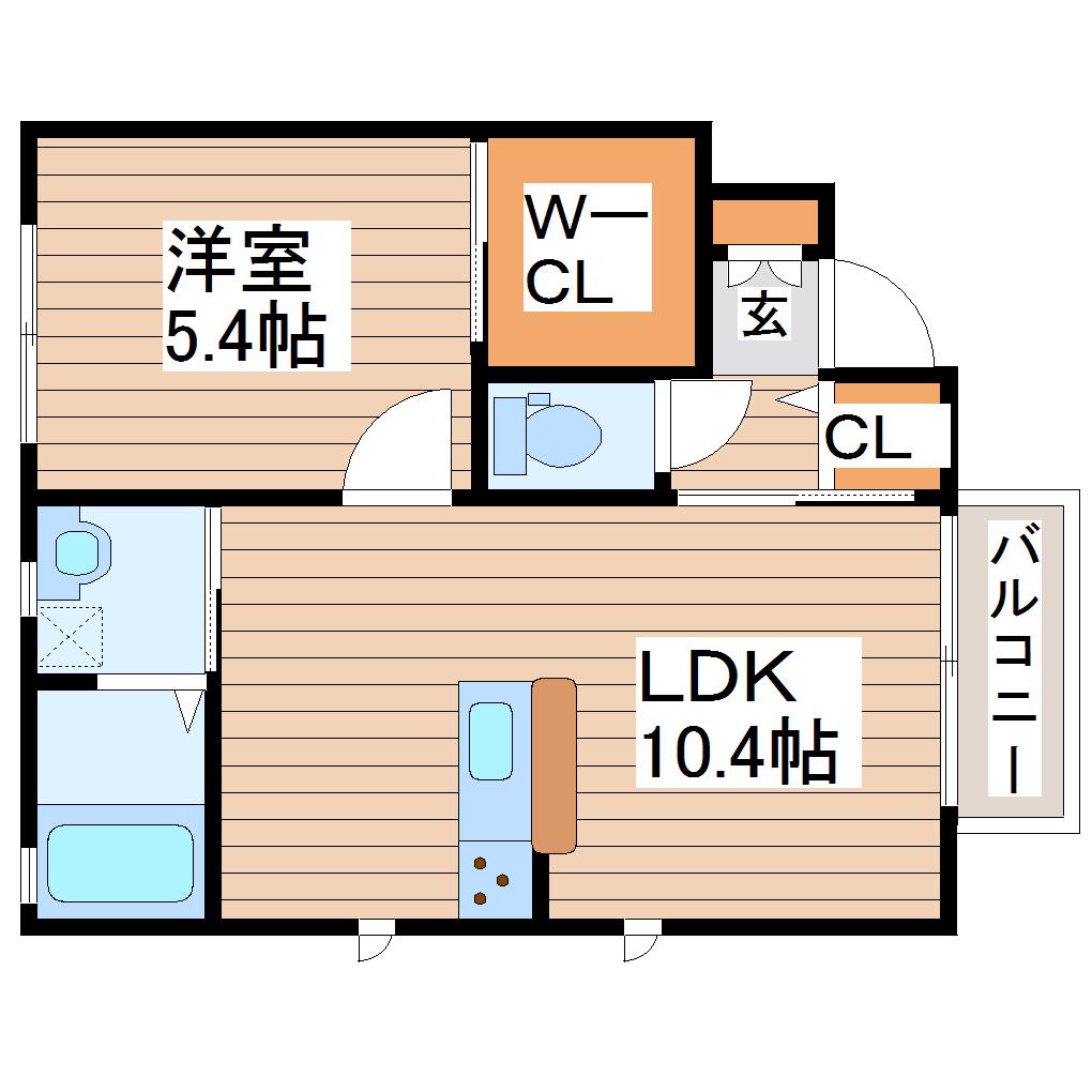 エルカーサ杜(1LDK/1階)の間取り写真