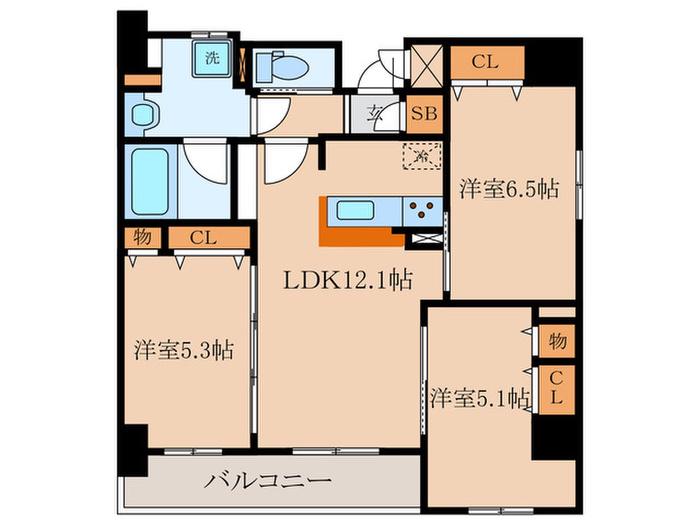 アールズコート御所南(3LDK/5階)の間取り写真