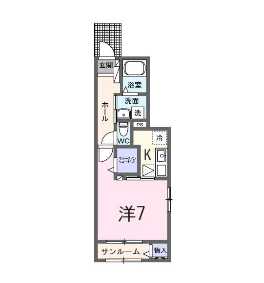 ペニーレイン(1K/1階)の間取り写真