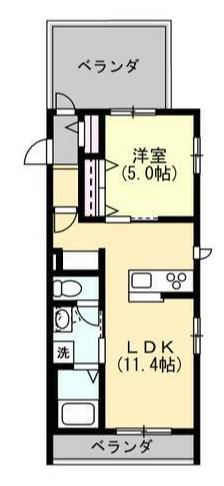 ムジカ東船橋(1LDK/3階)の間取り写真