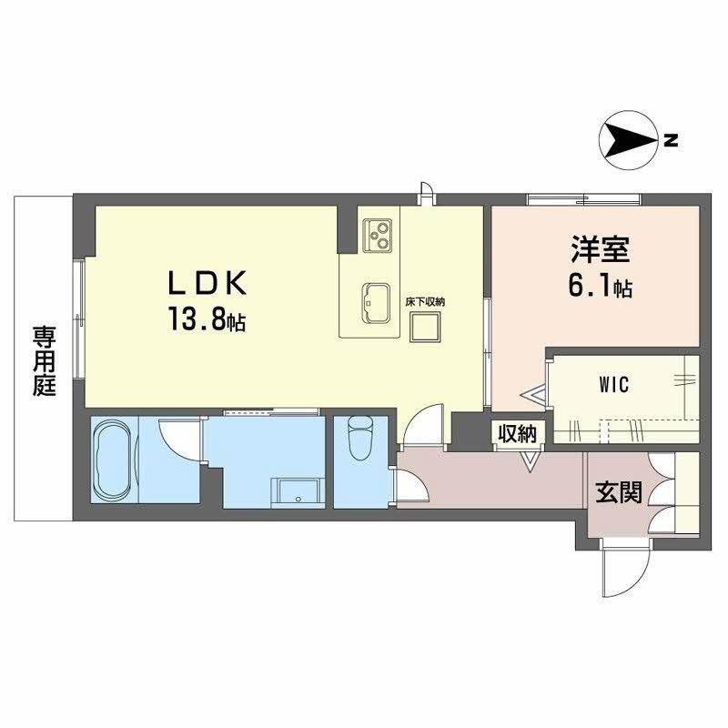 ＪＲ山陽本線 岡山駅 徒歩9分 2階建 築1年(1LDK/1階)の間取り写真