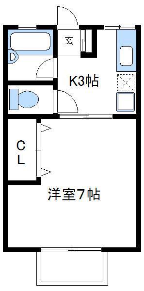 シティハイムケネス(1K/1階)の間取り写真