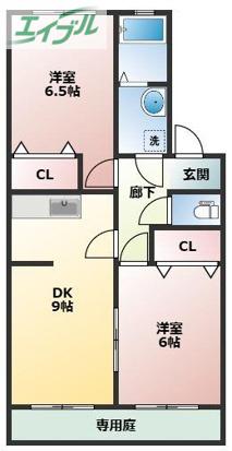 フォーシーズンズ秋(2DK/2階)の間取り写真