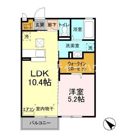 シャンテクレール I(1LDK/1階)の間取り写真
