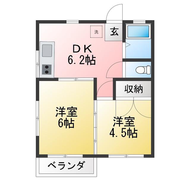 野々山コーポ(2DK/2階)の間取り写真