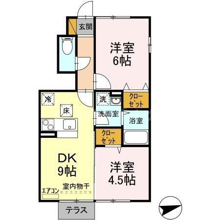 レルミタージュ(2DK/1階)の間取り写真