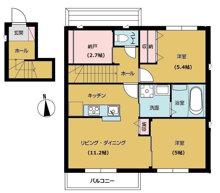 センチュリーコンフォートA棟(2LDK/2階)の間取り写真