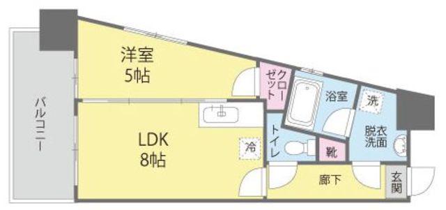 ナジェスタ大濠(1LDK/5階)の間取り写真