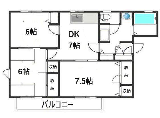 セレス鵠沼C棟(3DK/2階)の間取り写真