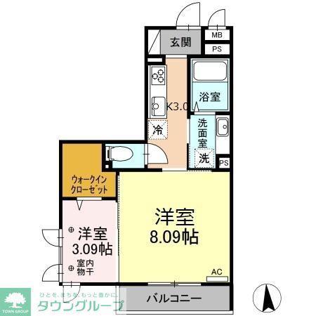 グランメゾン北野(2K/3階)の間取り写真