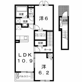 ロータス北泉5(2LDK/2階)の間取り写真