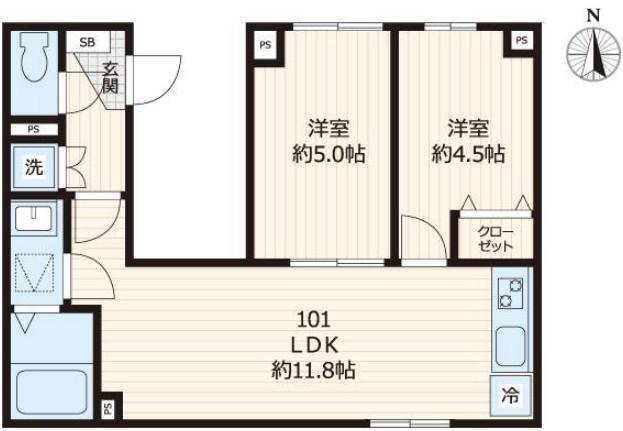 ルッカハウス(2LDK/1階)の間取り写真
