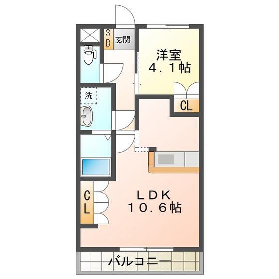 ヴァン パイン コートA棟(1LDK/1階)の間取り写真