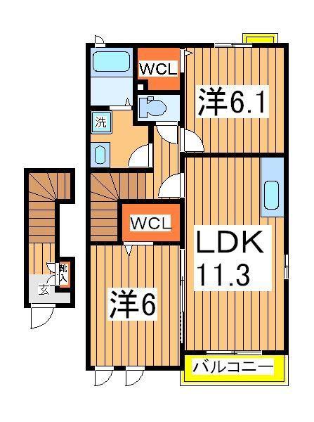 ソレアードコヤマⅡ(2LDK/2階)の間取り写真