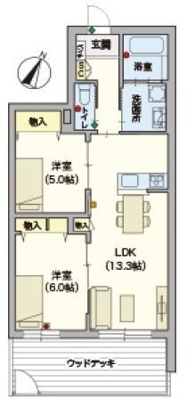 BELLE FLORAISON(2LDK/1階)の間取り写真