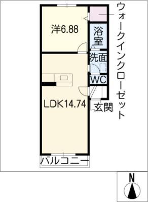桜アパートメント(1LDK/2階)の間取り写真