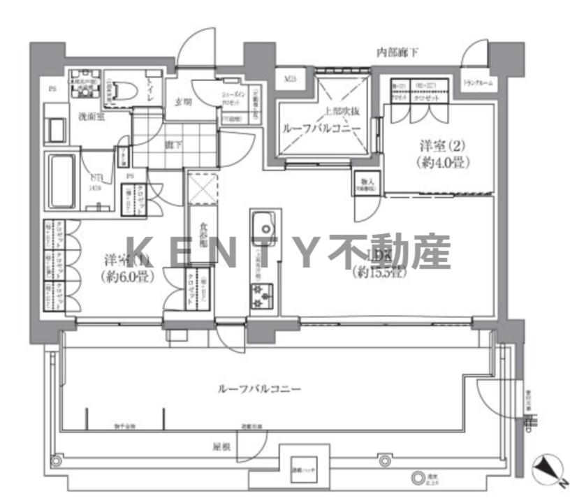 イニシアイオ武蔵小山(2LDK/5階)の間取り写真