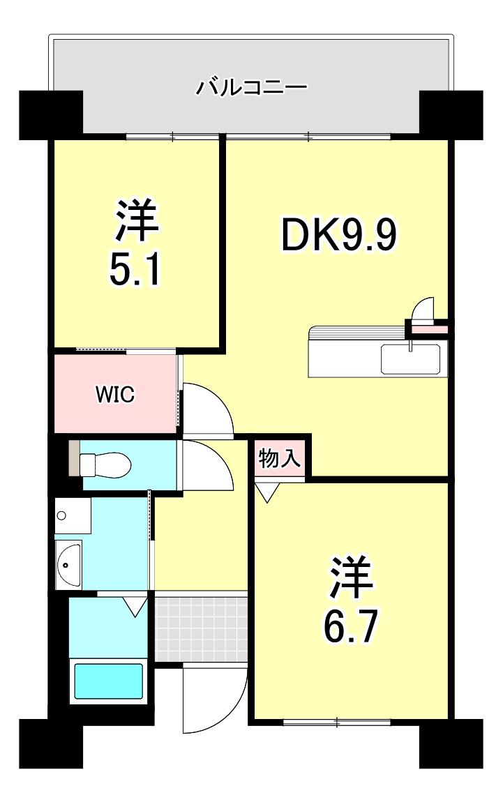 UR 浜甲子園なぎさ街27(2DK/1階)の間取り写真