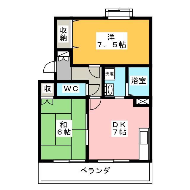 オラシオン平和町(2DK/2階)の間取り写真