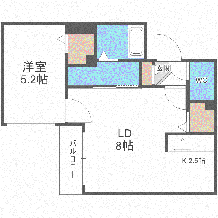 CITY NOBLE菊水(1LDK/1階)の間取り写真