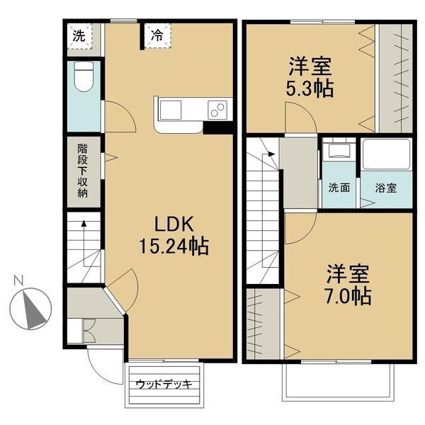 ヨーロピアンシャレー加木屋I(2LDK/1階)の間取り写真