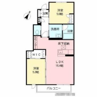 エメラルドタワー B棟(2LDK/1階)の間取り写真