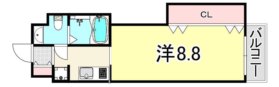 W.O.B.TSUKAMOTO(1K/3階)の間取り写真