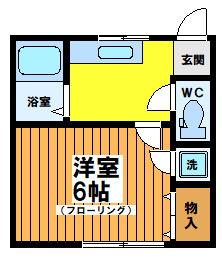 東田荘B(1K/2階)の間取り写真