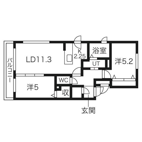 ラグナベルデ山の手(2LDK/3階)の間取り写真