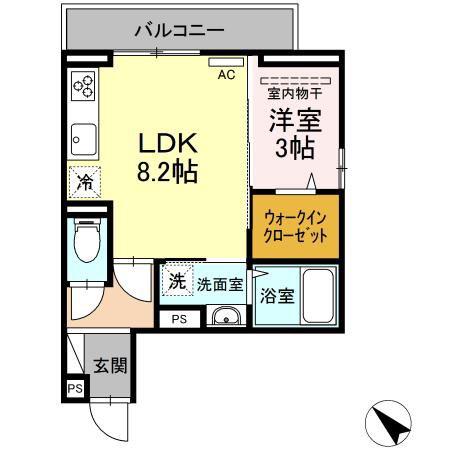 タウン中筋(1LDK/3階)の間取り写真