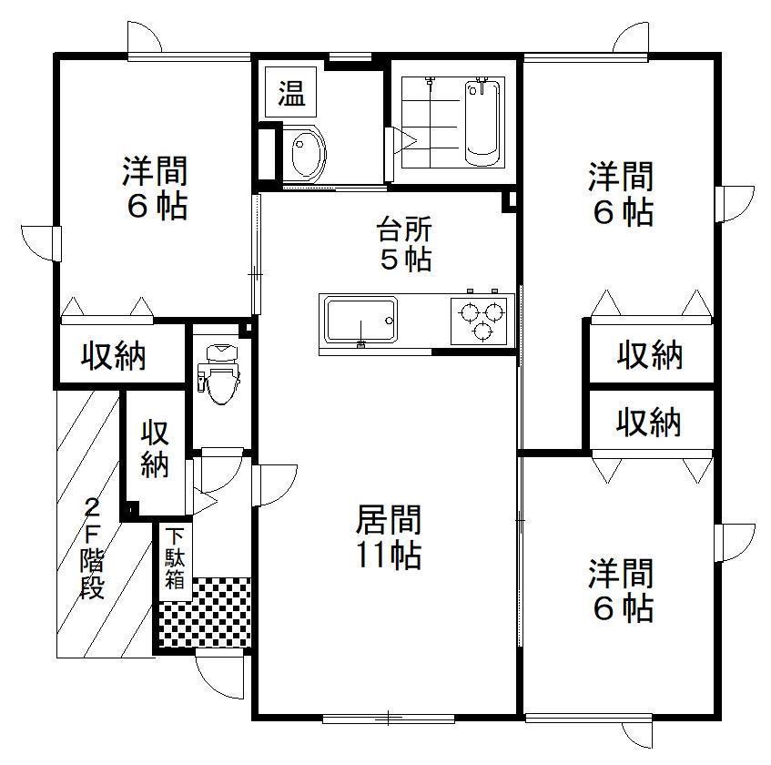 エスポワールI(3LDK/1階)の間取り写真