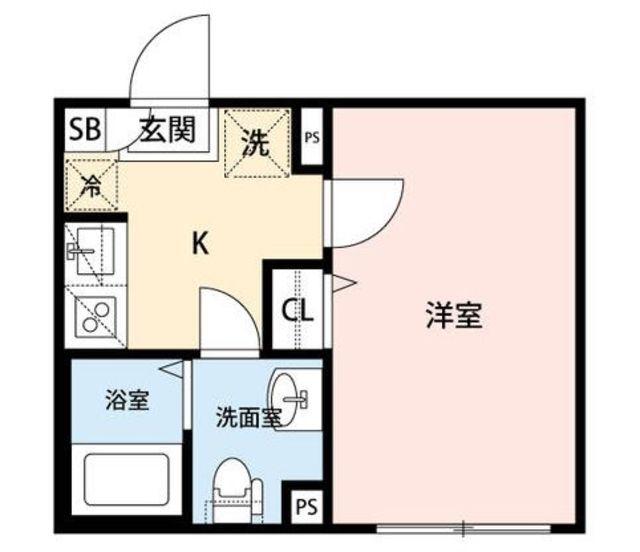 GLENWOOD浦和(1K/2階)の間取り写真