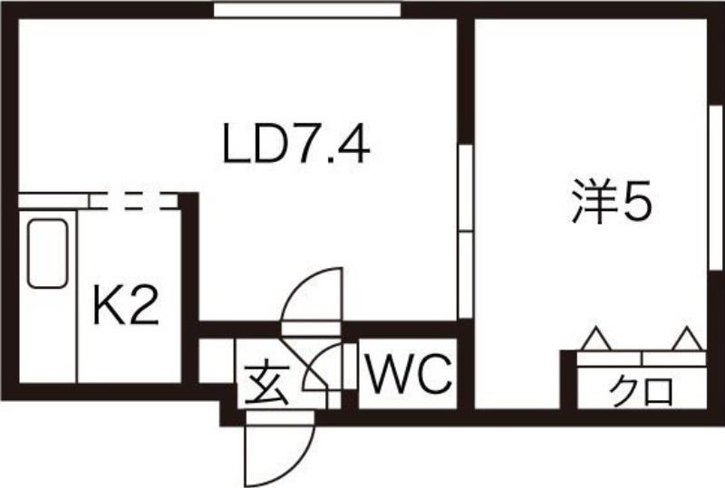 ルクル21(1LDK/2階)の間取り写真